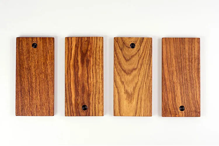 Wooden handicraft power bank with 8000mAh capacity, fast charge output, and slim rectangular design