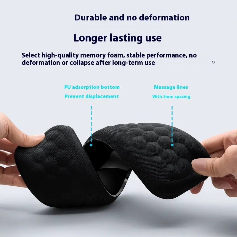 Memory foam mouse wrist pad with cloth or leather cover options in grey or black colours