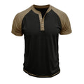 Men's short sleeve cotton blend top with raglan sleeves in two-tone colour combination