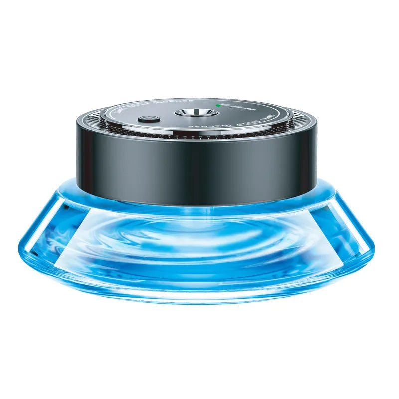 Smart Spray rechargeable car air freshener unit in black or green, with 50ml refill bottles for Ocean and Gulong scents.