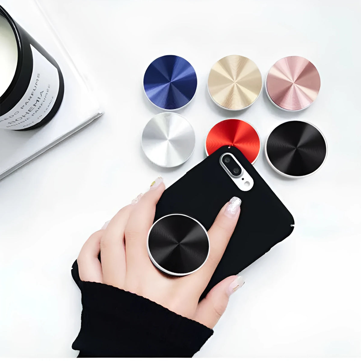 Silicone ring phone stand extension and handle for smartphone in multiple colour options