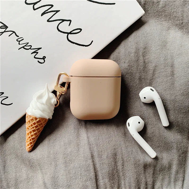Cylinder ice cream design silicone case for Apple AirPods 2nd generation in photo color.