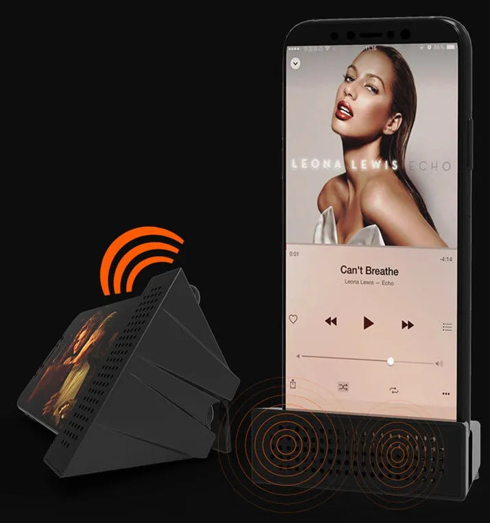 Mini mobile phone amplifier bracket for iPhone desktop sound enhancement in black, blue, pink or white
