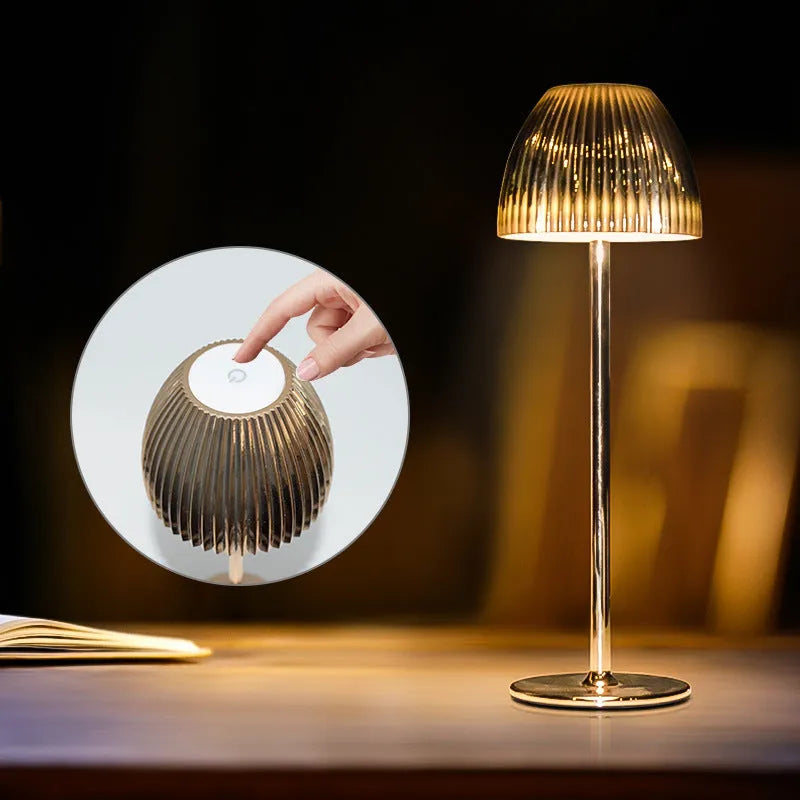 Modern minimalist dimmable night lamp with thin round base in black or white colour