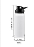 White aluminium sports water bottle with 600ml and 750ml capacity options for cycling and outdoor activities