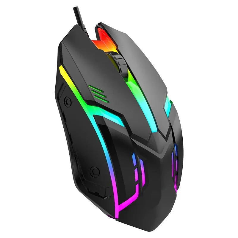 E-sports weighted wired USB mouse in black and white for laptop gaming