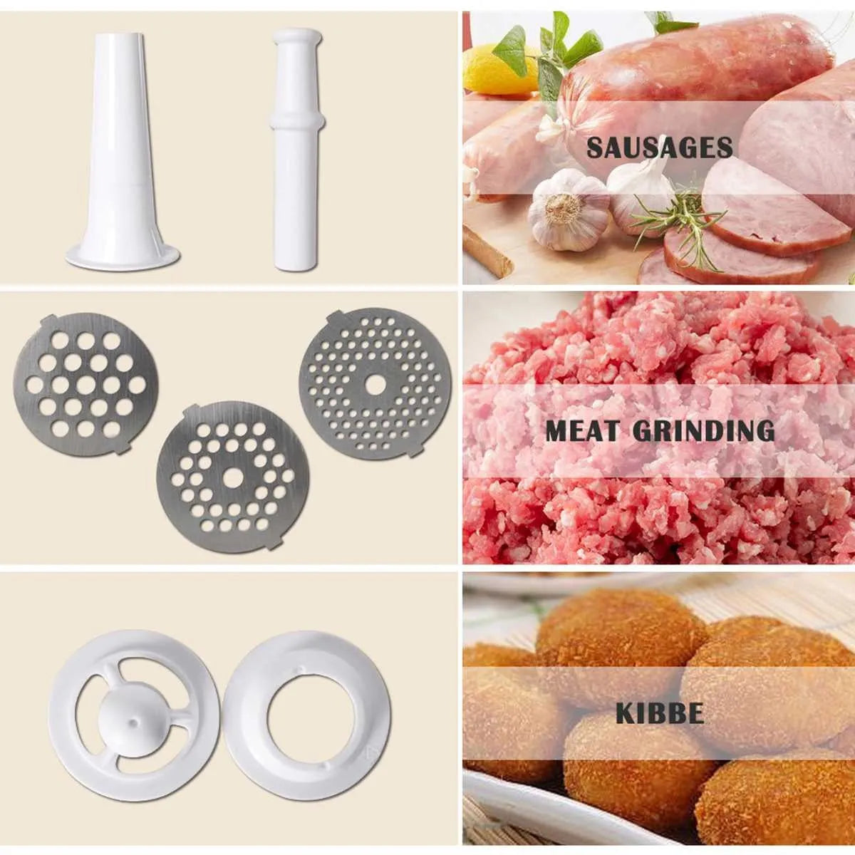Electric multifunctional meat grinder in red with food grade aluminium alloy body and 800W motor