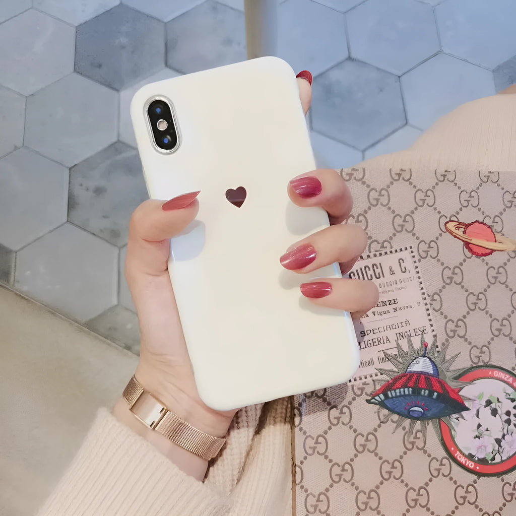 Bluwhite and White simple back cover iPhone case with blue light blocking for iPhone 6, 7, 8, and X models.