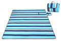 Folding suede picnic mat with waterproof aluminium base, 200x200cm, blue stripes pattern, outdoor use