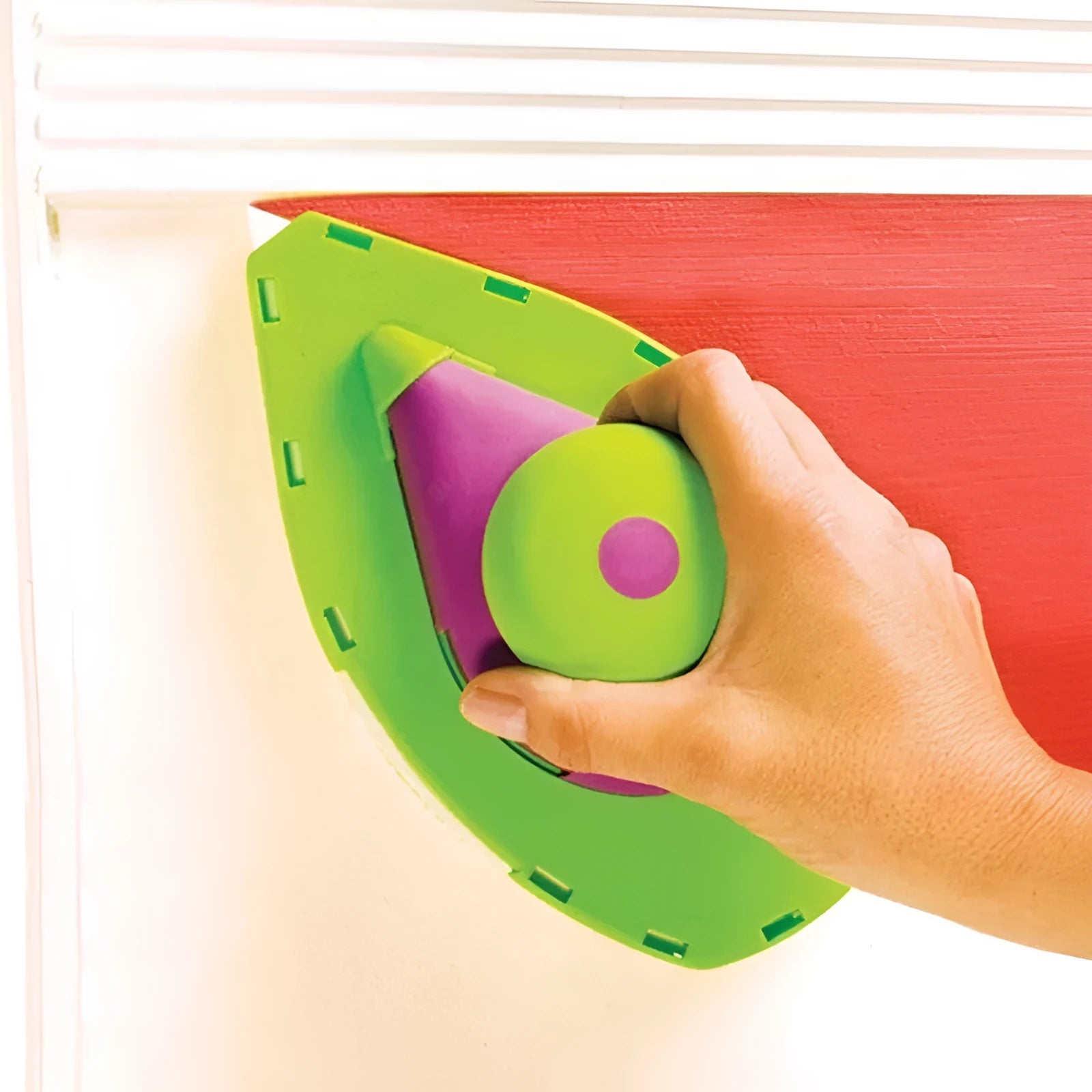 Green household DIY painting kit with plastic roller tray, large paint brush, and small paint brush with sponge pads