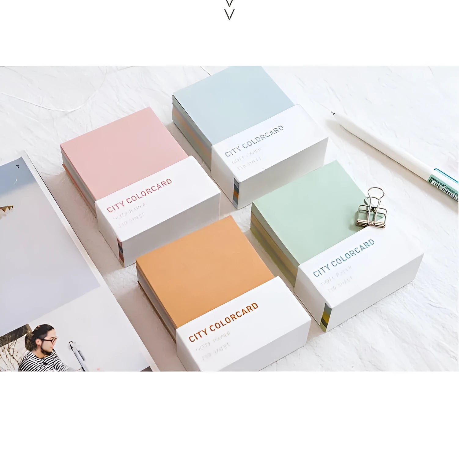 Creative city colour memo note cards rectangle 75x95mm paper notecards four designs