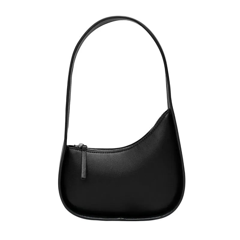 Genuine leather women's half-moon shoulder bag with wide strap in light brown colour