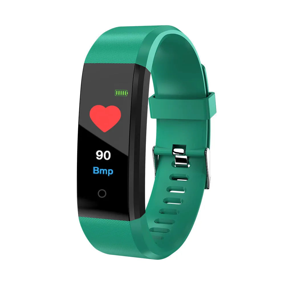 Screen Smart 115plus wristband heart rate monitor fitness tracker with colour LED display and touch screen, black TPU strap