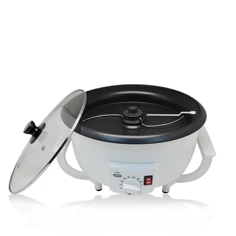 White home coffee bean roasting machine with 750g capacity and 1200W power rating
