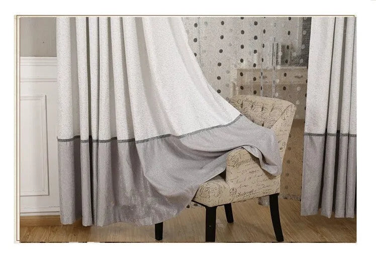 Simple blackout curtain panel shown hanging, with choice of hook, Korean hook or ring heading styles.