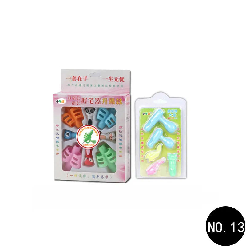Cartoon design soft rubber pen holder for children that corrects writing posture