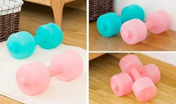 Water-filled fitness dumbbells for women, polypropylene, pink or green, 2pcs, approx. 1kg each when filled