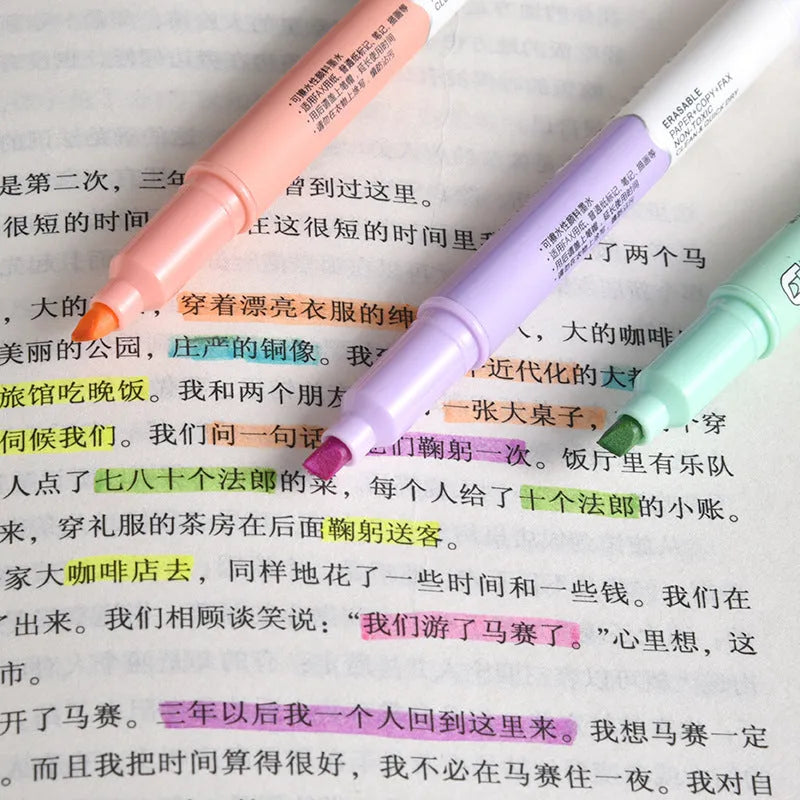 Set of six double-headed fluorescent graffiti marker pens with plastic shells in assorted colours