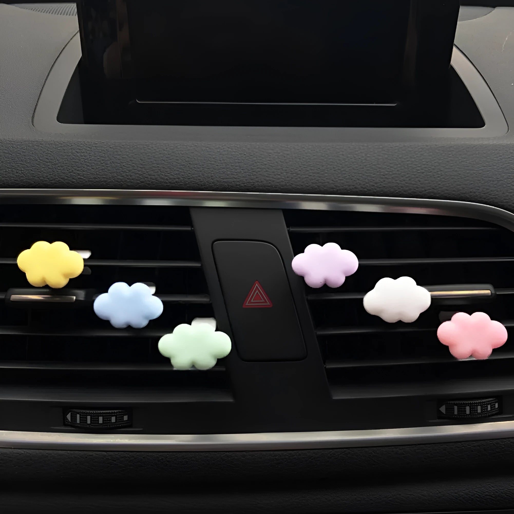 Resin car fragrance clip in cartoon design for air vents in six colour options