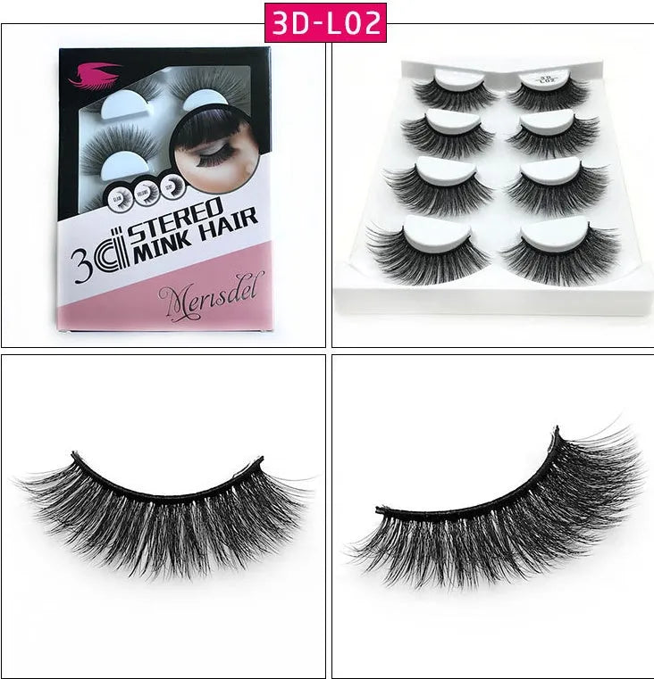 3D false eyelashes handmade from imported fiber with wispy design in L01 style