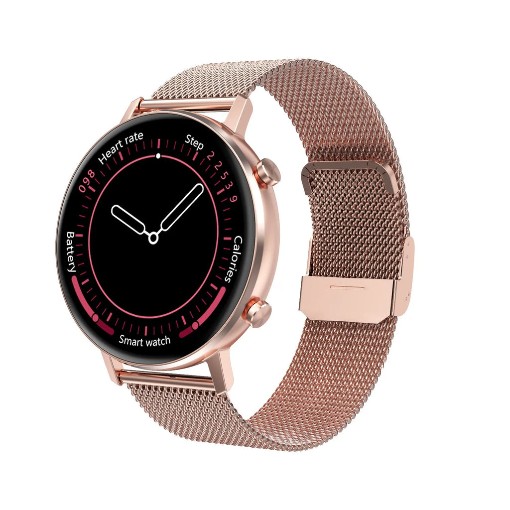DT96 smart bracelet with steel strap and 1.3 inch colour screen shown in silver.