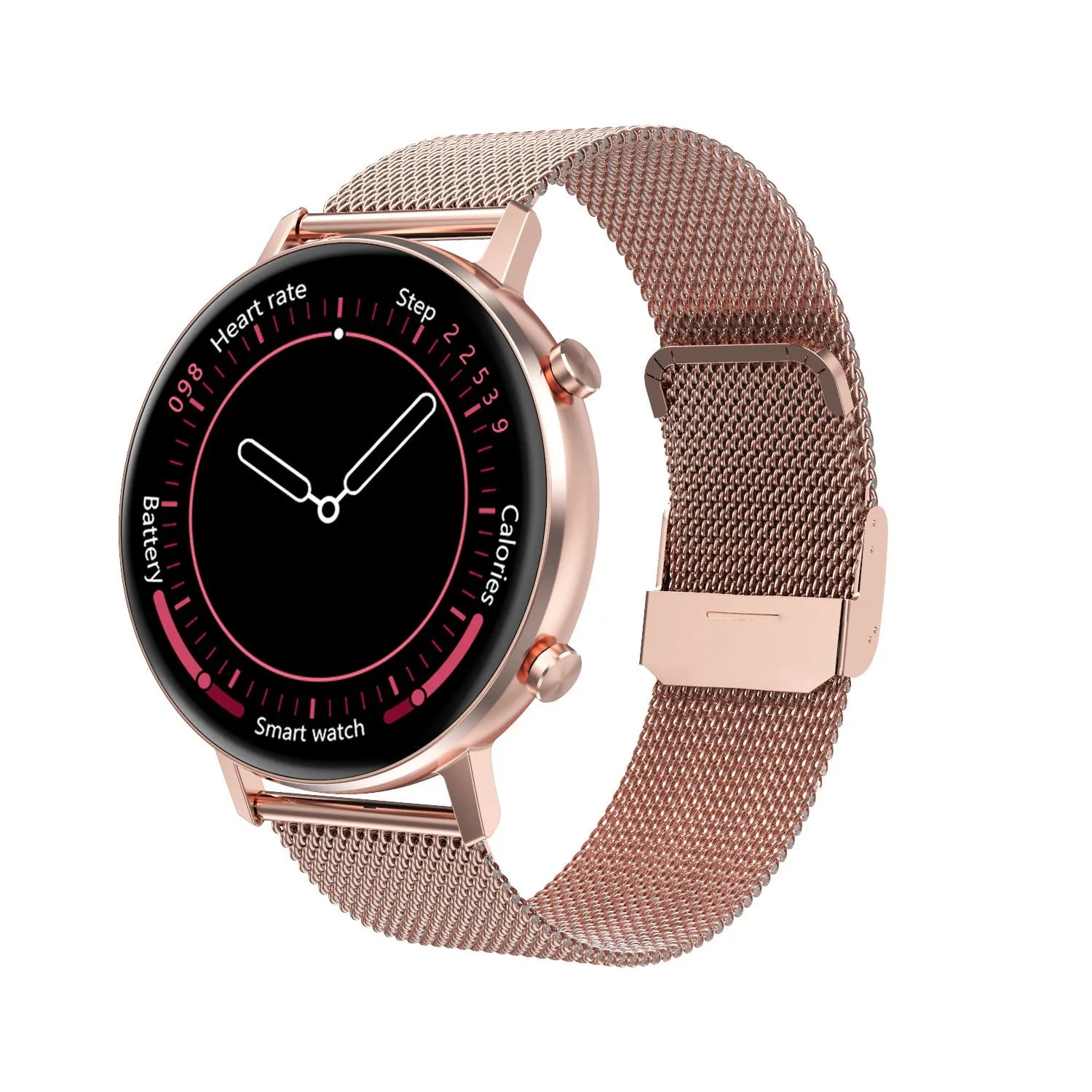 DT96 smart bracelet with steel strap and 1.3 inch colour screen shown in silver.