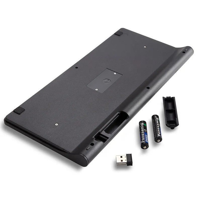 Black and white wireless keyboard and mouse set with USB receiver showing 4G wireless technology