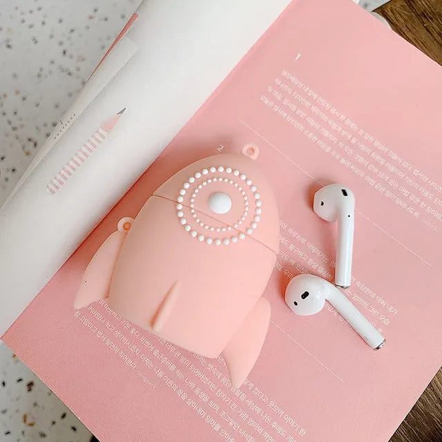 Black and pink silicone protective cases for Apple AirPods 1 and 2 wireless charging cases
