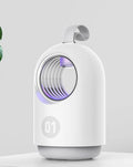 Blue and white portable USB mosquito killer lamp with silicone handle and UV light.
