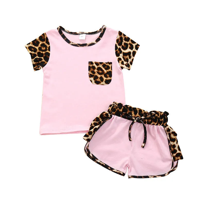 Girl's cotton blend outfit set in black with top and bottom, available in sizes 80 to 120 cm