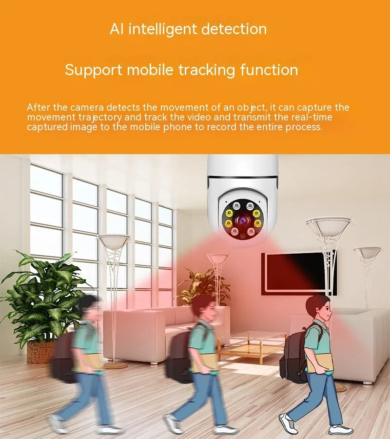 Wireless WiFi bulb camera with 1080p resolution and full colour night vision capability