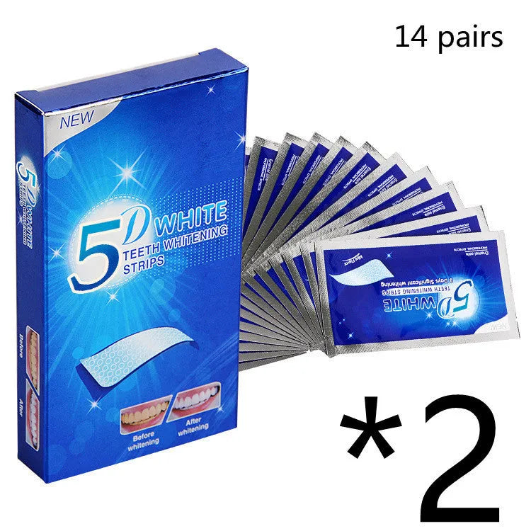 5D gel teeth whitening strips for false teeth veneers dentist oral hygiene care kit with mint fragrance in white packaging
