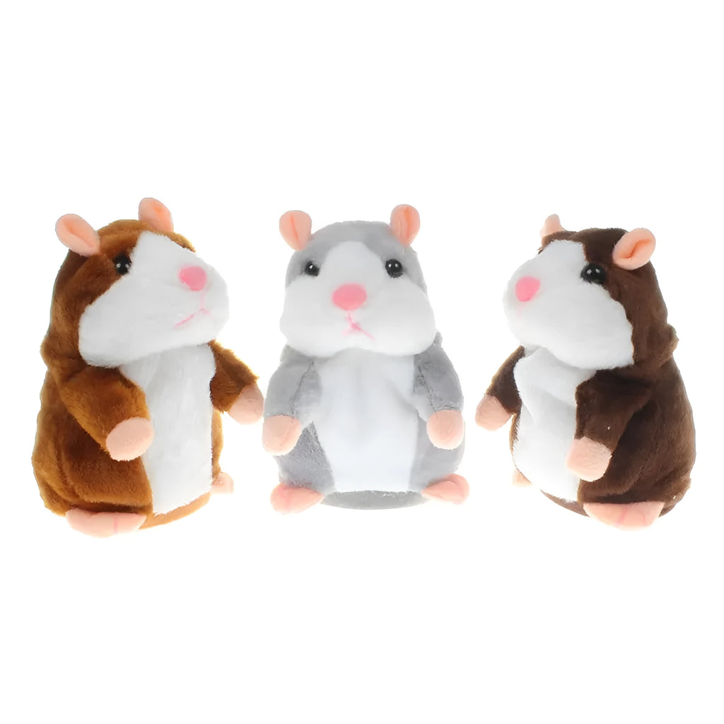 15cm light brown plush hamster toy with interactive talking function