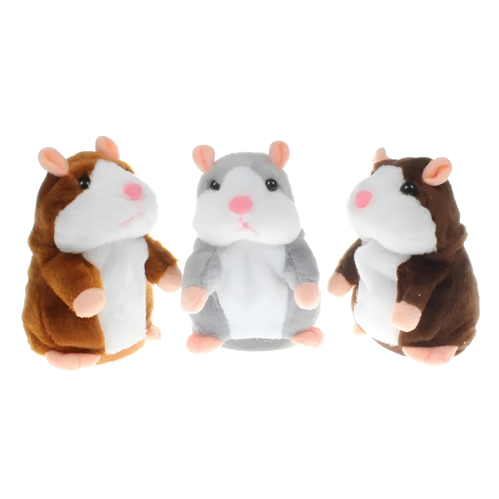 15cm light brown plush hamster toy with interactive talking function