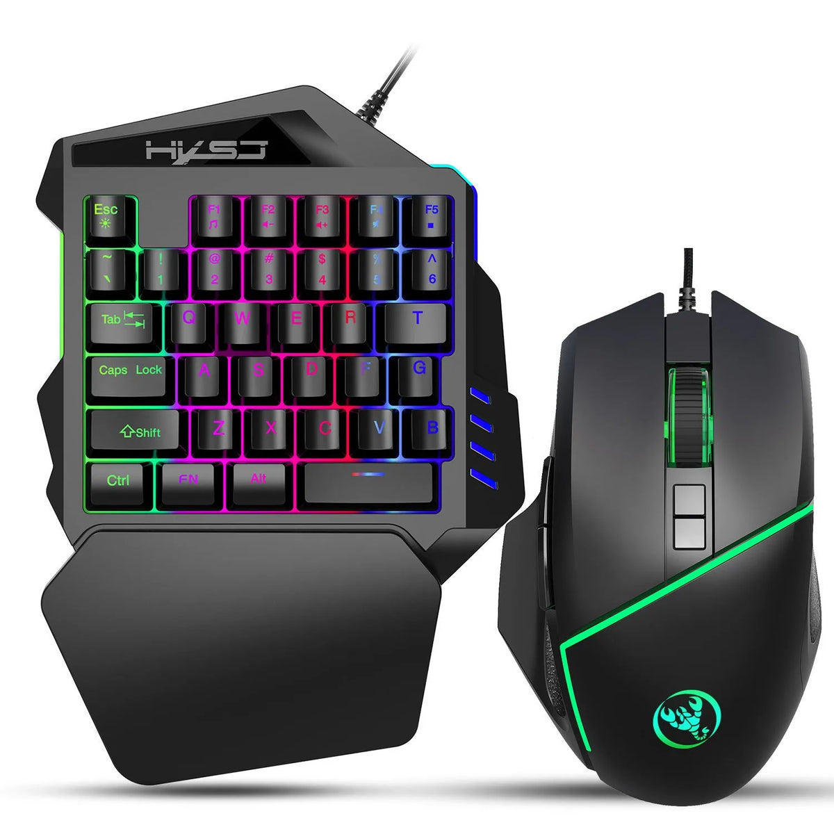 A876 black wired gaming mouse with 8 buttons and 7-colour breathing light