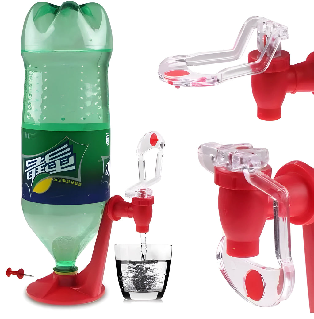 Red Magic Tap soda dispenser pump attached to a 2 litre bottle