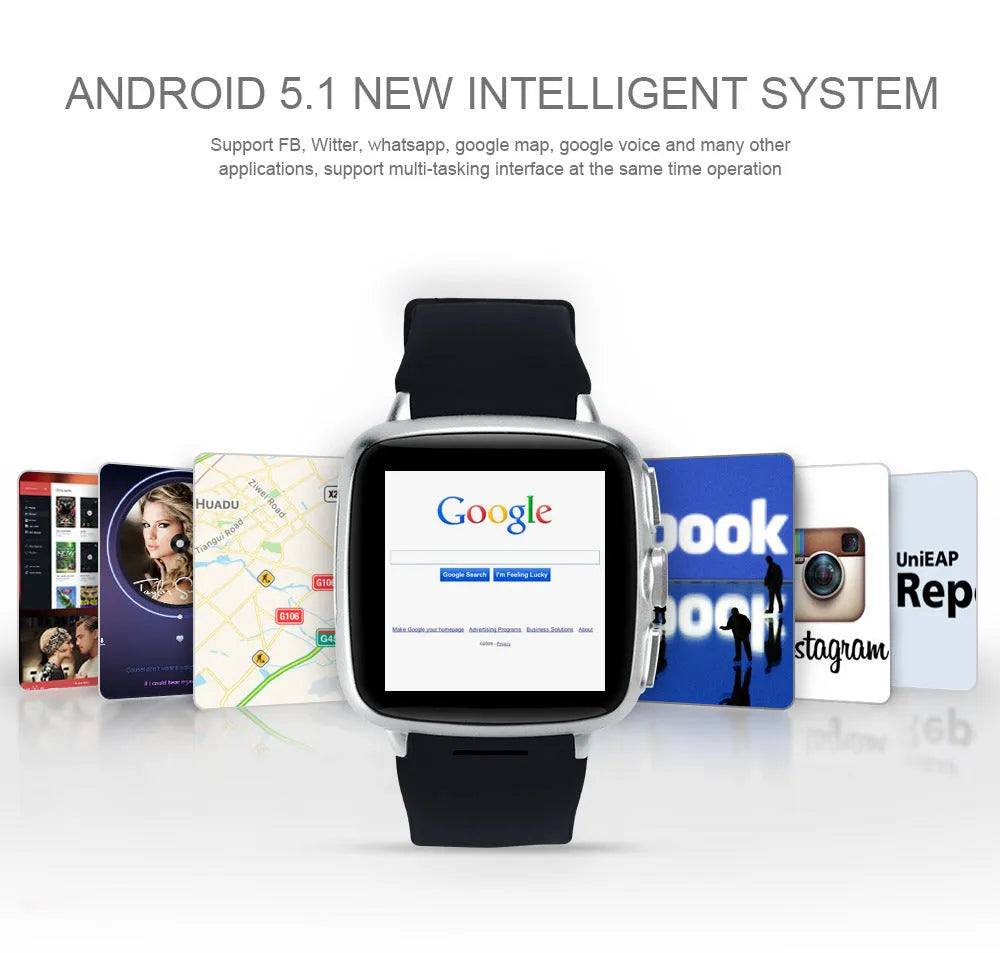 Black or white Z01 smart watch with a 1.54 inch screen showing its interface.