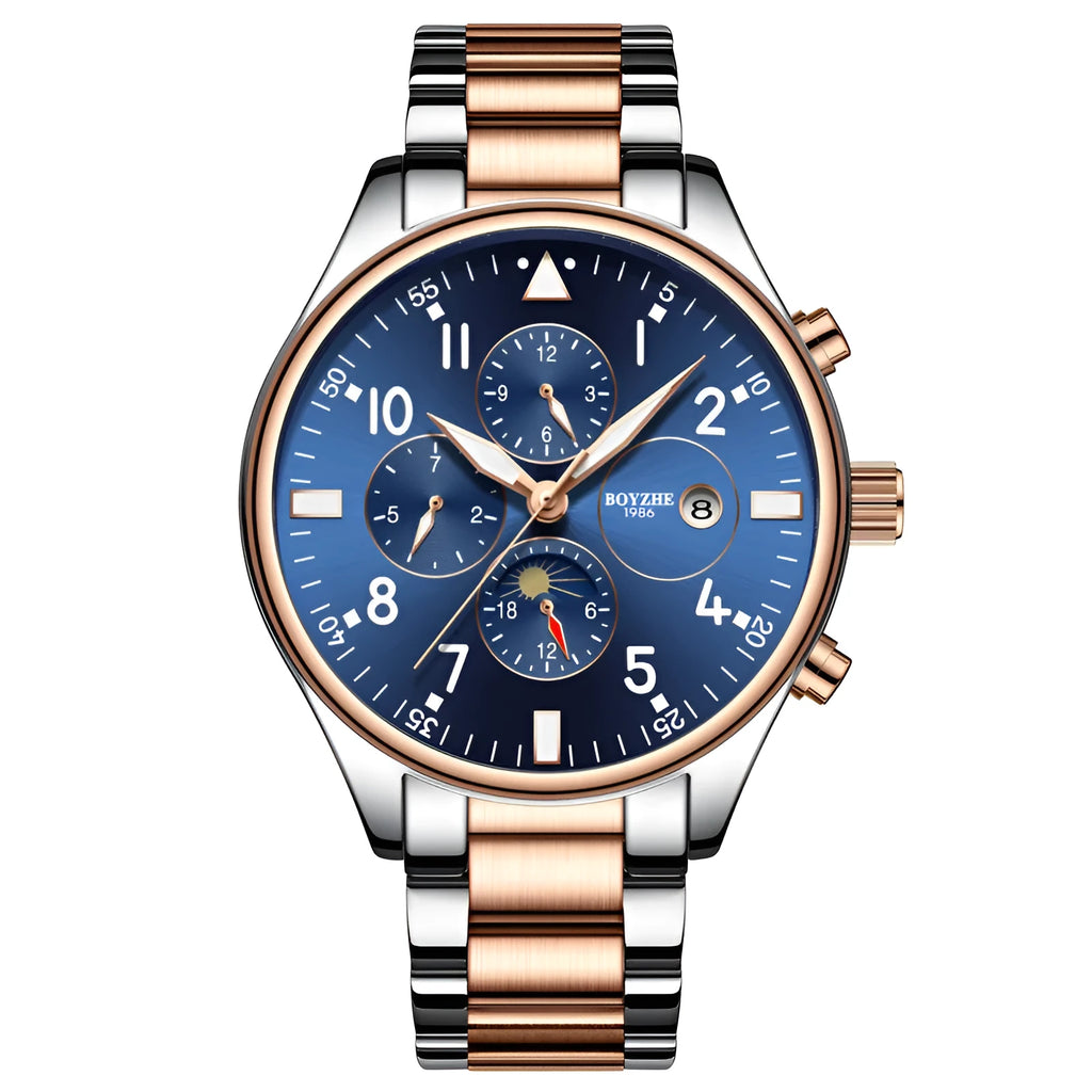 Automatic mechanical watch with steel belt 40.0mm dial diameter metal case butterfly clasp