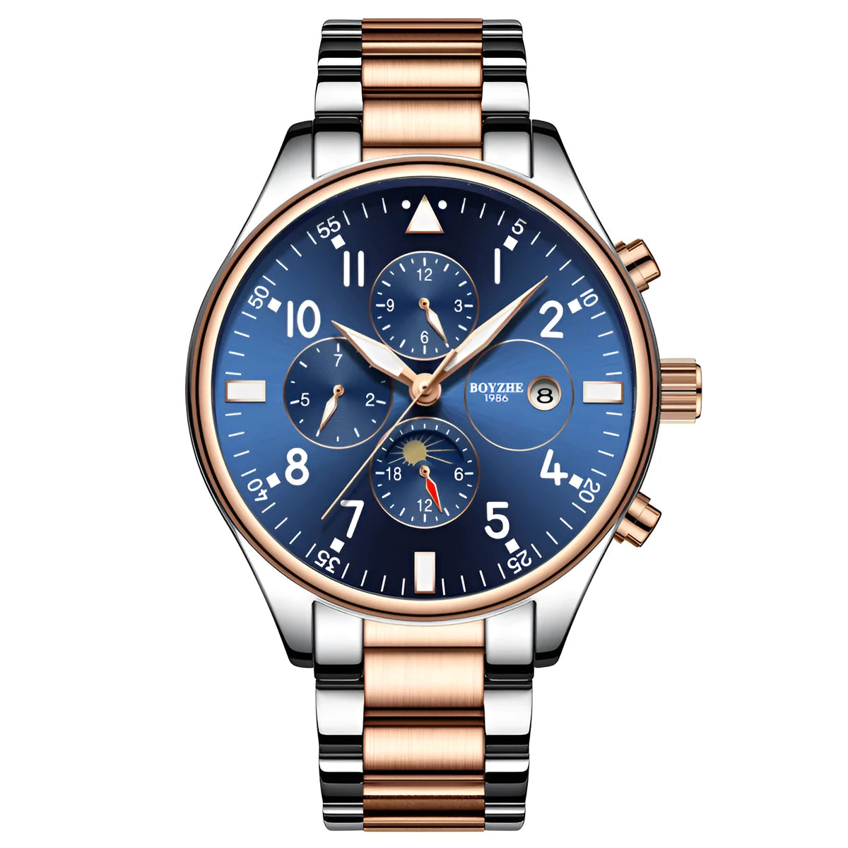 Automatic mechanical watch with steel belt 40.0mm dial diameter metal case butterfly clasp