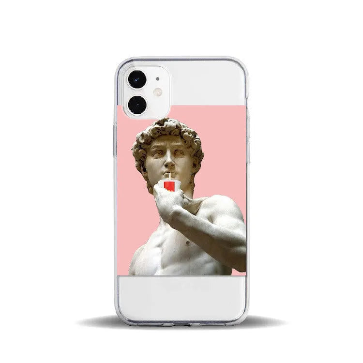 Floral painted soft TPU phone case for iPhone with sculpture finish and slim back cover design