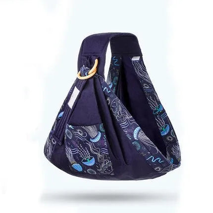 Adjustable baby wrap carrier sling shown in multiple colours, suitable for infants 0-36 months.