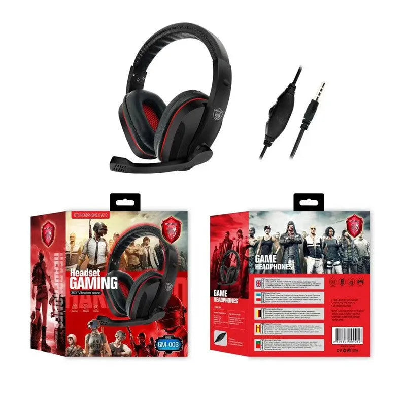 Black wired gaming headset with 40mm speakers and 6.3mm straight plug
