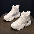 Women's high-top casual shoes with waterproof PU upper, non-slip rubber sole, and suede lining in beige