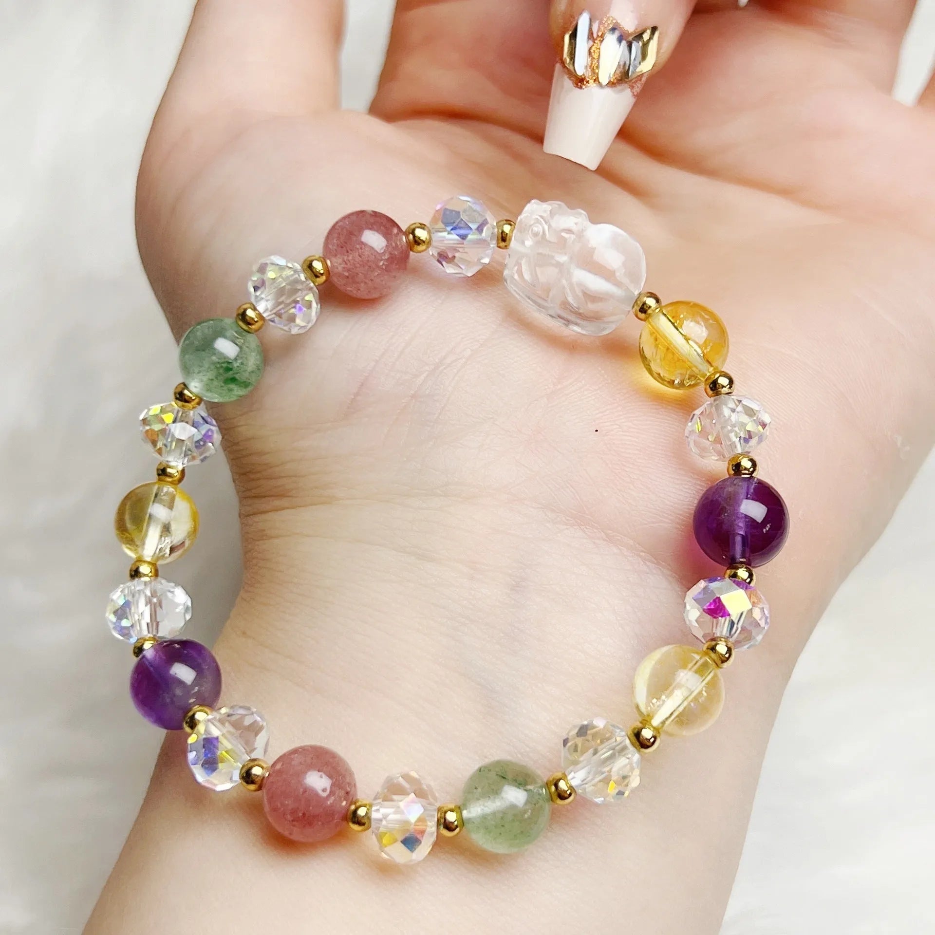 Handcrafted crystal bracelet with Phoenix Nine Tail Fox modelling and animal zodiac design for women
