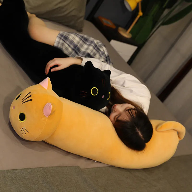 Large cartoon cat plush toy stuffed with PP cotton available in multiple sizes and colours
