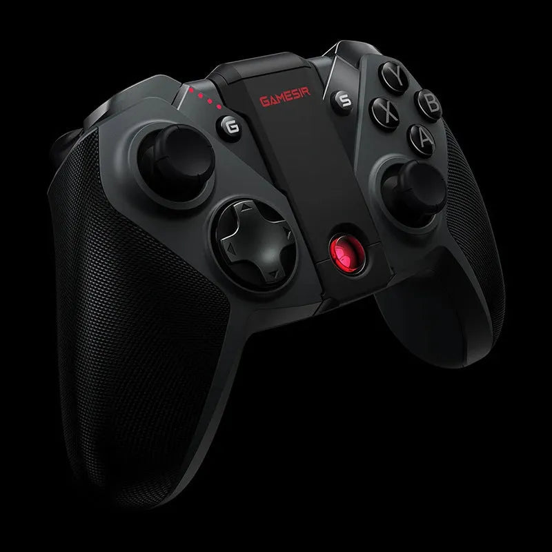 Black Gaishi chicken handle game controller with type-C connector on a dark surface.
