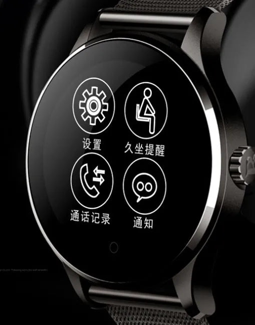 K88H smartwatch on wrist showing heart rate data on its 1.3-inch IPS screen.