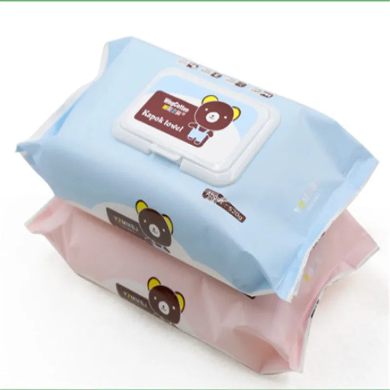 Blue pack of 68 baby wipes with lid, unscented kapok wipes for general cleaning