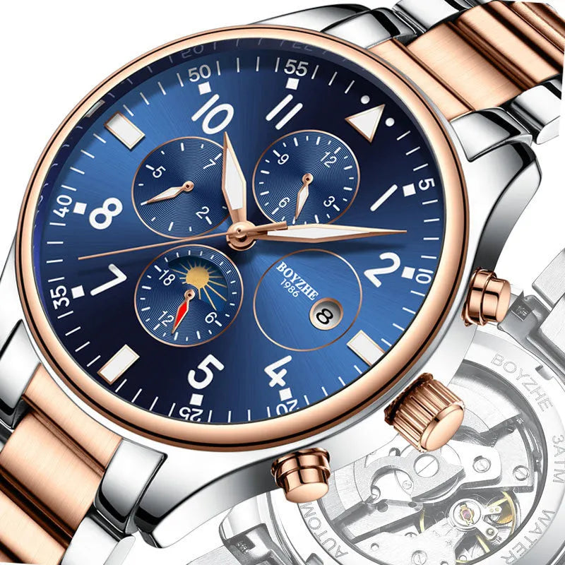 Automatic mechanical watch with steel belt 40.0mm dial diameter metal case butterfly clasp