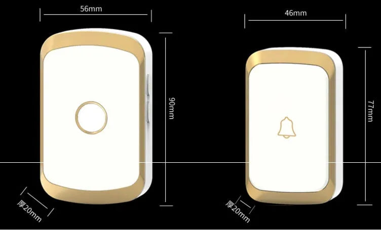 Wireless doorbell plug-in receiver and battery-powered push-button transmitter unit.